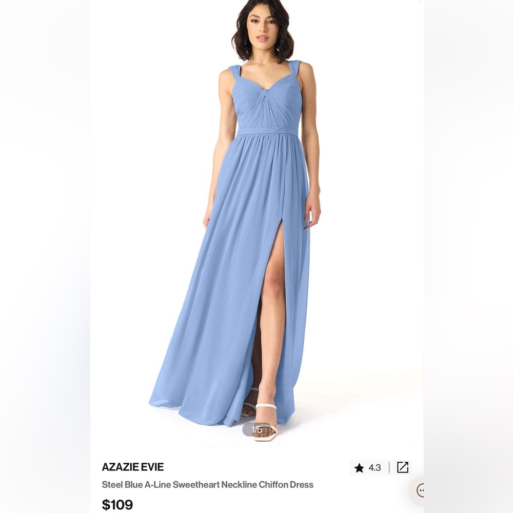 Steel Blue A-line Sweetheart Chiffon Dress